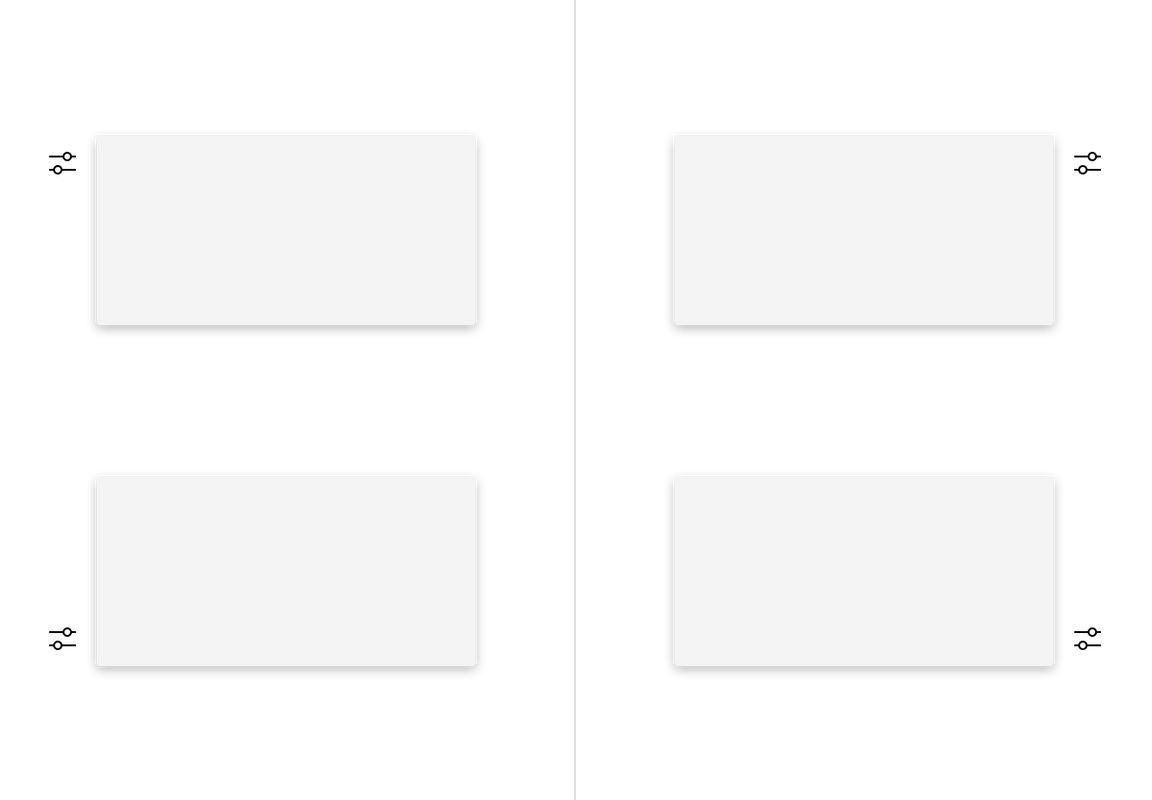 No tip popover left and right directions with top and bottom alignments.